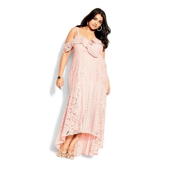 City Chic Pink Blush Femme Fatale Maxi Dress Sz.M/18 NWT - Picture 2 of 16